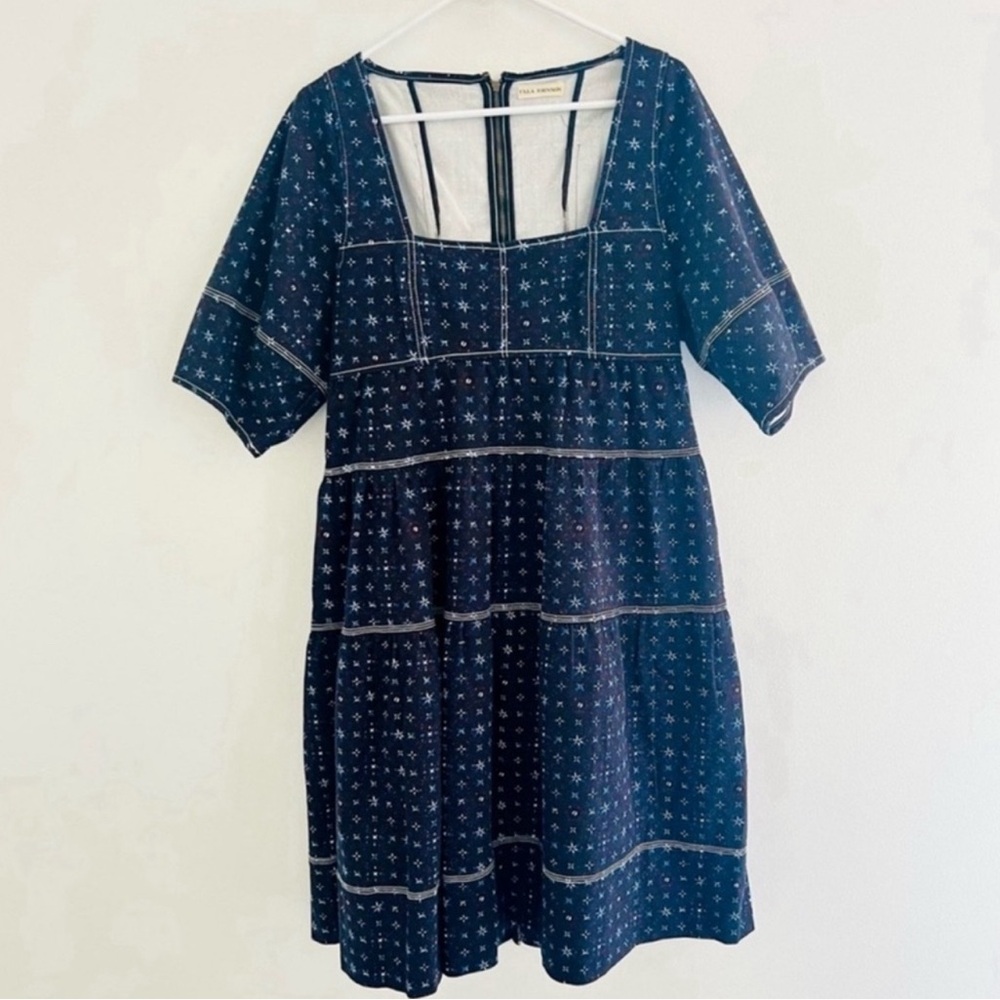 Ulla Johnson Navy Star Print Midi Dress